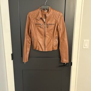 Jou Jou Camel Leather Jacket